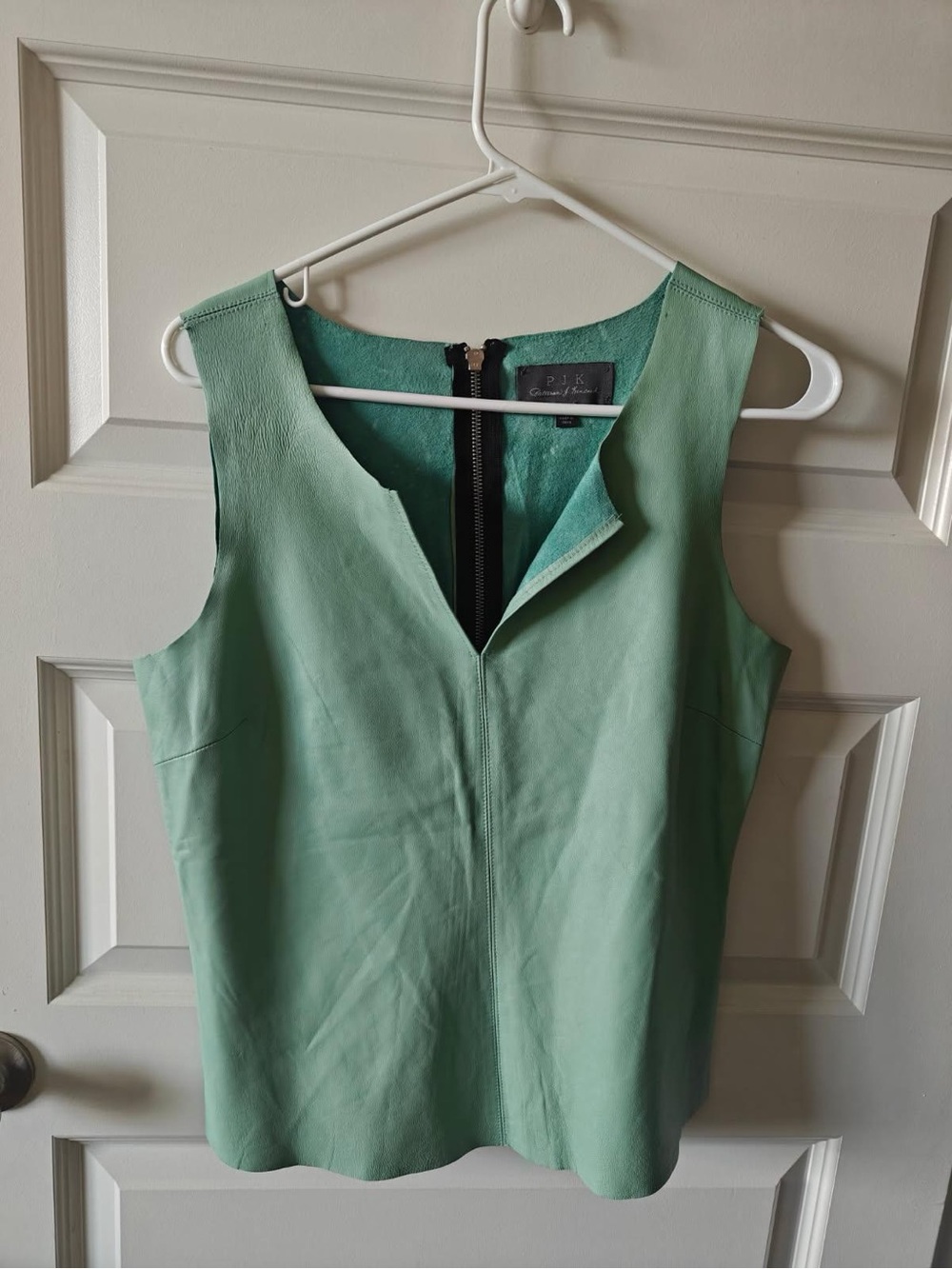 PJK Patterson J. Kincaid Mint Green Leather Shell Top
